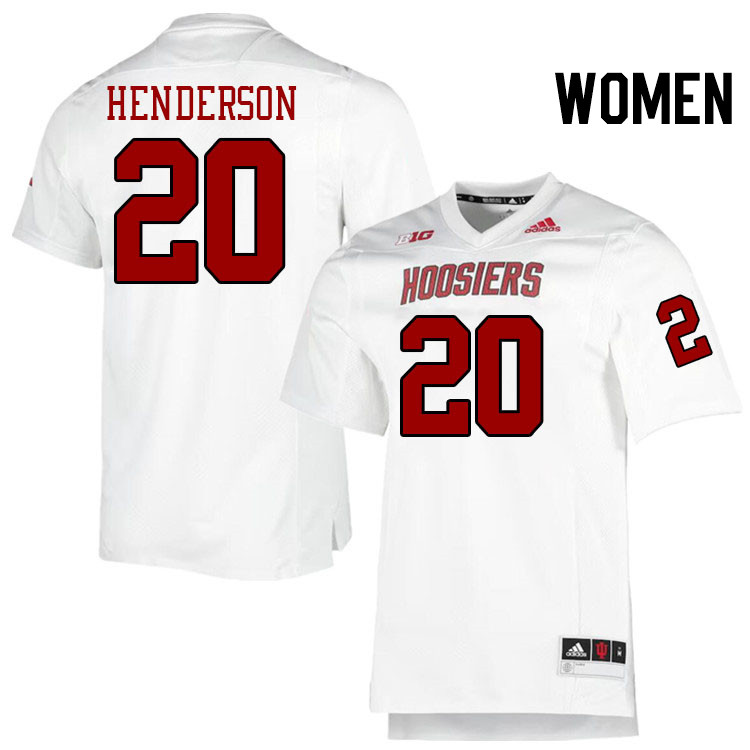 Women #20 Dontrae Henderson Indiana Hoosiers College Football Jerseys Stitched-Retro White